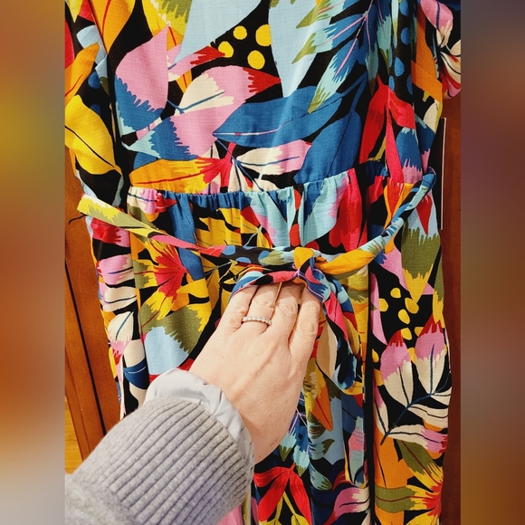 NWT-💚❤️💙Julia Jordan-Multi Colored Puffy Sleeves Can Can Summer Dress Size 12 - Picture 8 of 16